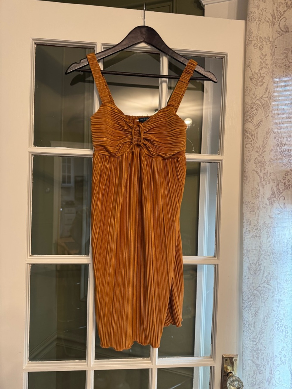 Gold Pleated Mini Dress
